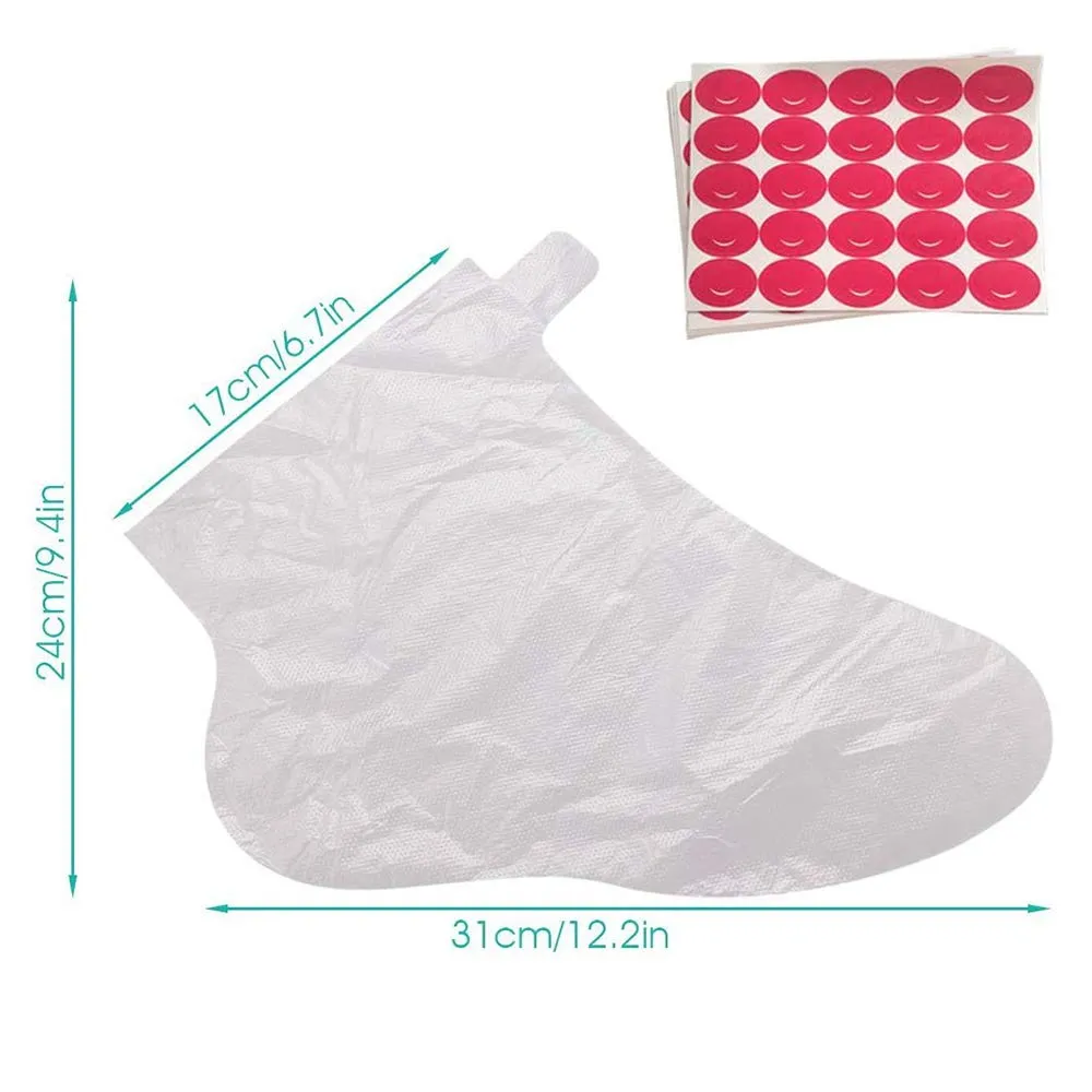 100pcs Clear Plastic Disposable Booties Paraffin Bath Liners for Foot Pedicure Hot Spa Wax Treatment Foot Covers Bags 100pcs Foot Cover