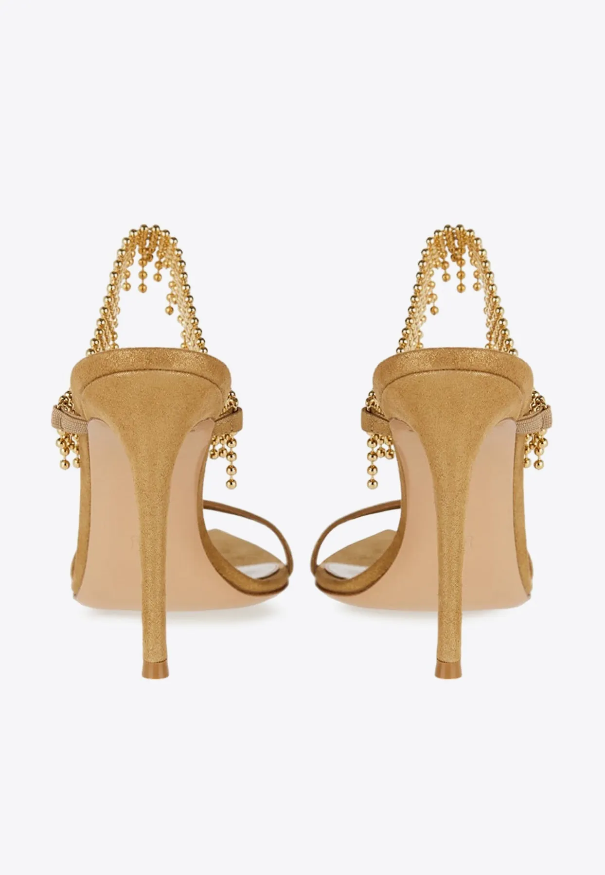 105 Bead Embellished Metallic-Leather Sandals