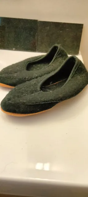 700 Biolana Boiled Wool Slippers House Shoe Ballerina with non-slip leather outsole.