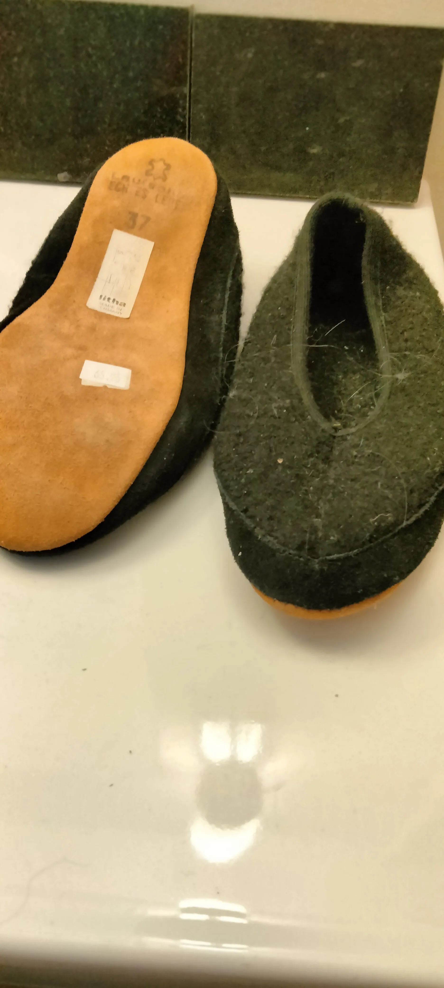 700 Biolana Boiled Wool Slippers House Shoe Ballerina with non-slip leather outsole.