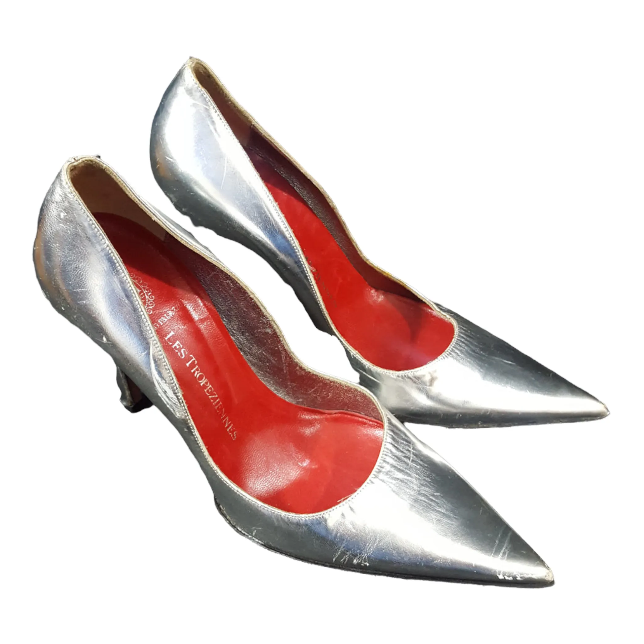 90s Les Tropeziennes Silver Leather Pumps sz 36