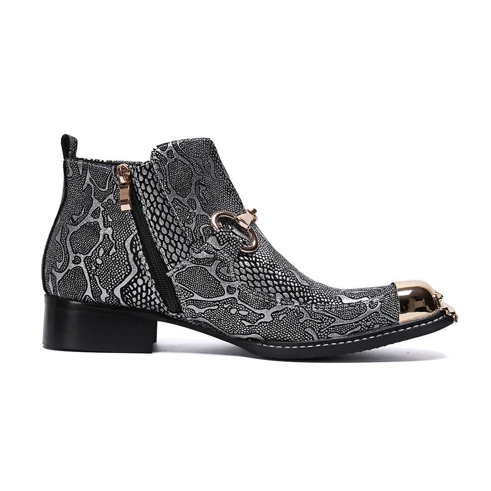 Autumn and winter cowhide short boots men's boots British Martin boots fashion leather boots men's pointed business high-top shoes chel boots