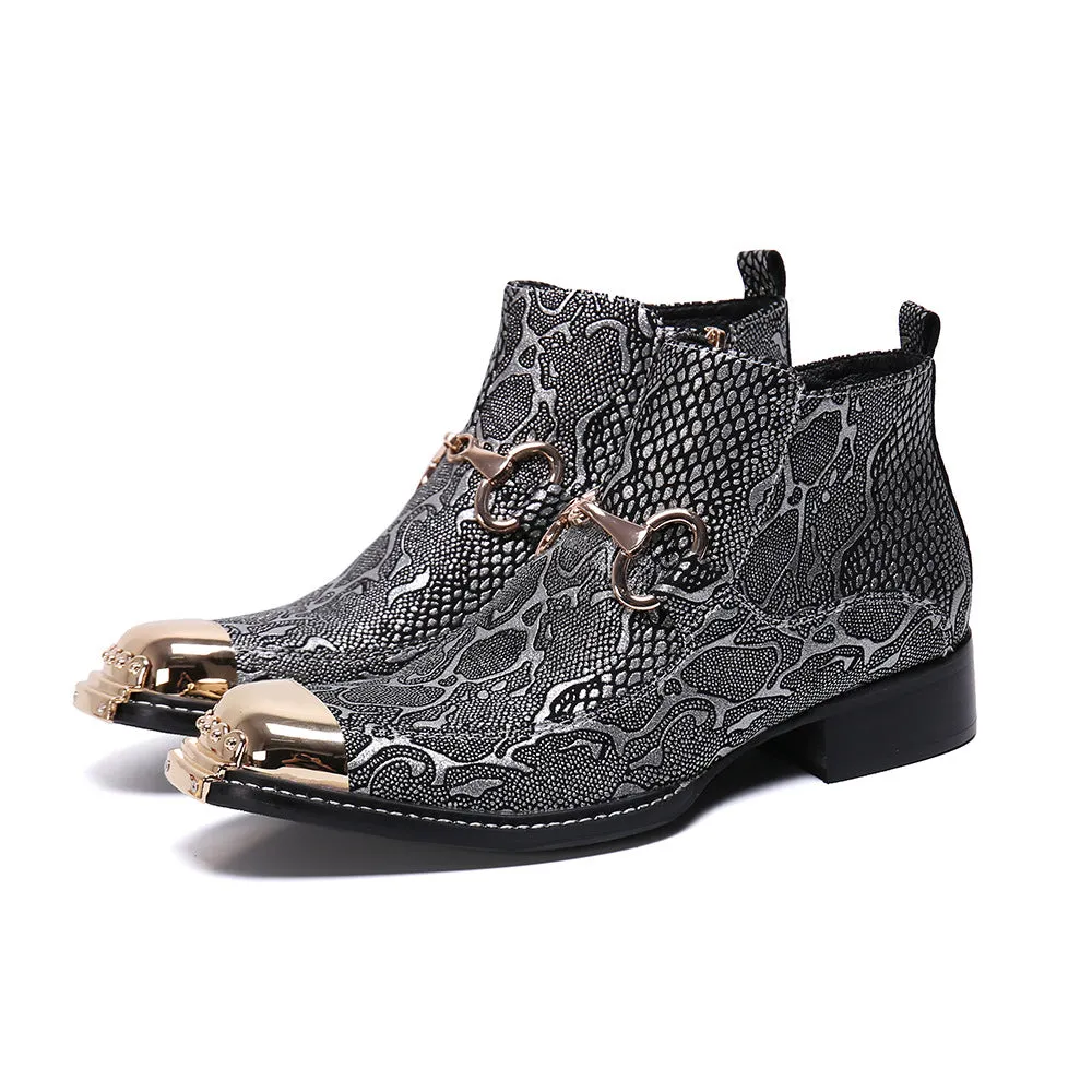 Autumn and winter cowhide short boots men's boots British Martin boots fashion leather boots men's pointed business high-top shoes chel boots