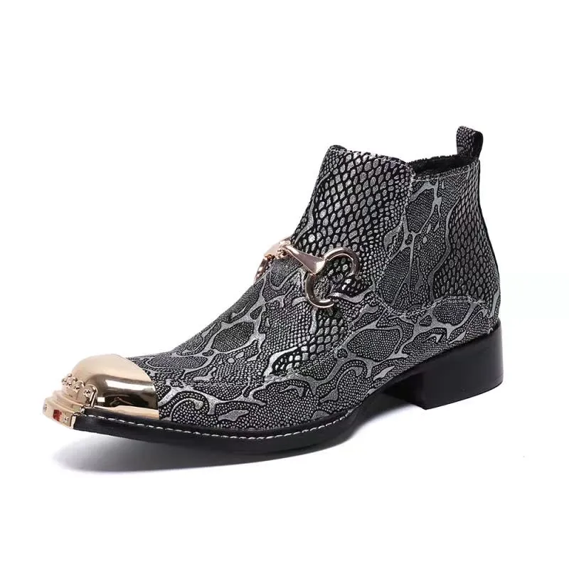 Autumn and winter cowhide short boots men's boots British Martin boots fashion leather boots men's pointed business high-top shoes chel boots