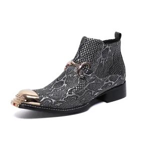 Autumn and winter cowhide short boots men's boots British Martin boots fashion leather boots men's pointed business high-top shoes chel boots