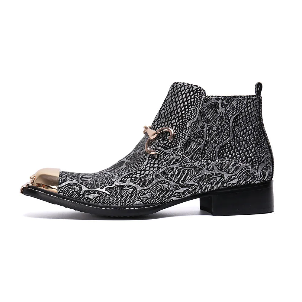 Autumn and winter cowhide short boots men's boots British Martin boots fashion leather boots men's pointed business high-top shoes chel boots