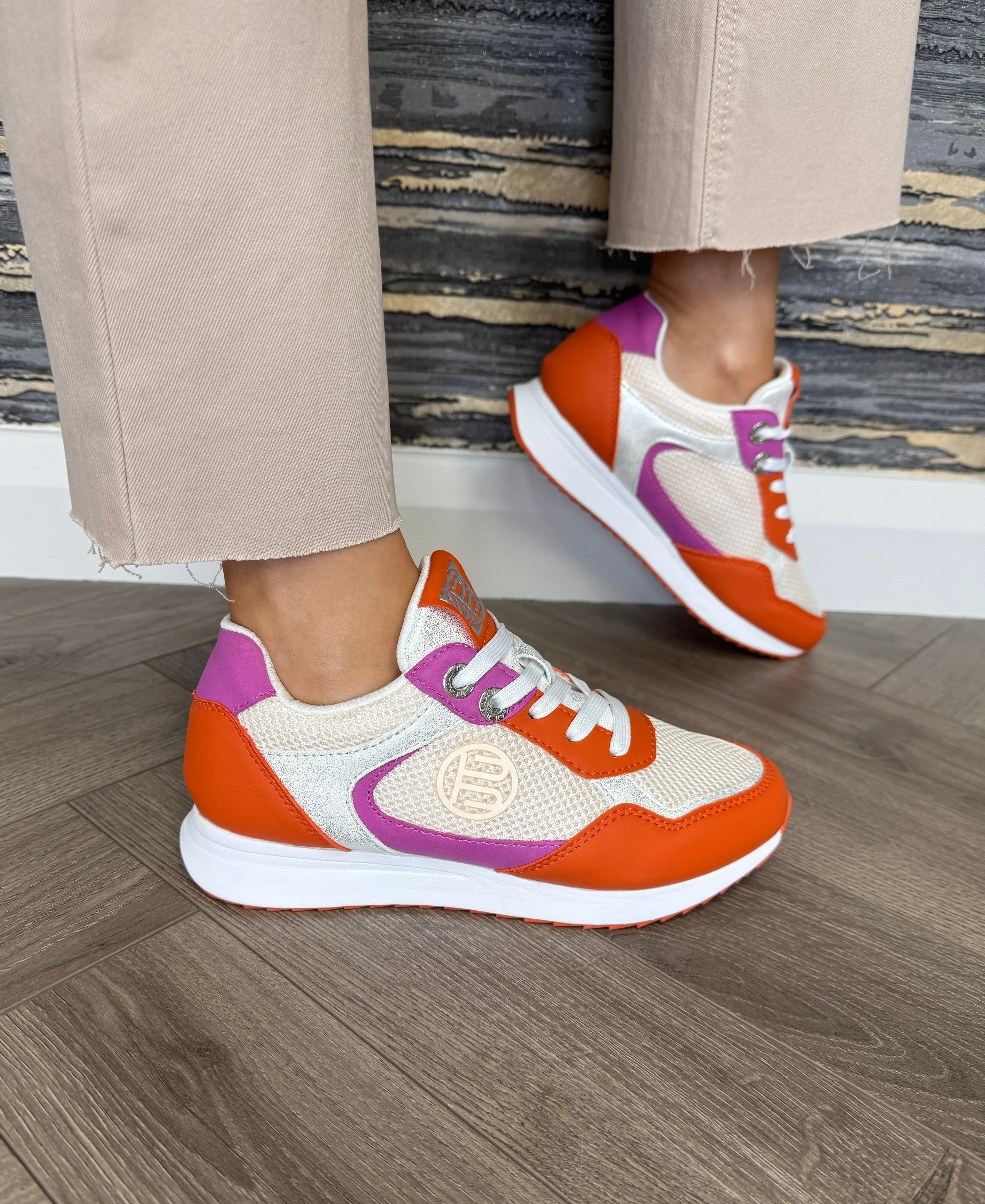 Bagatt D31-ARA02-5050 Mesh Trainer With Orange Trim - Orange/Multicolour (B1)