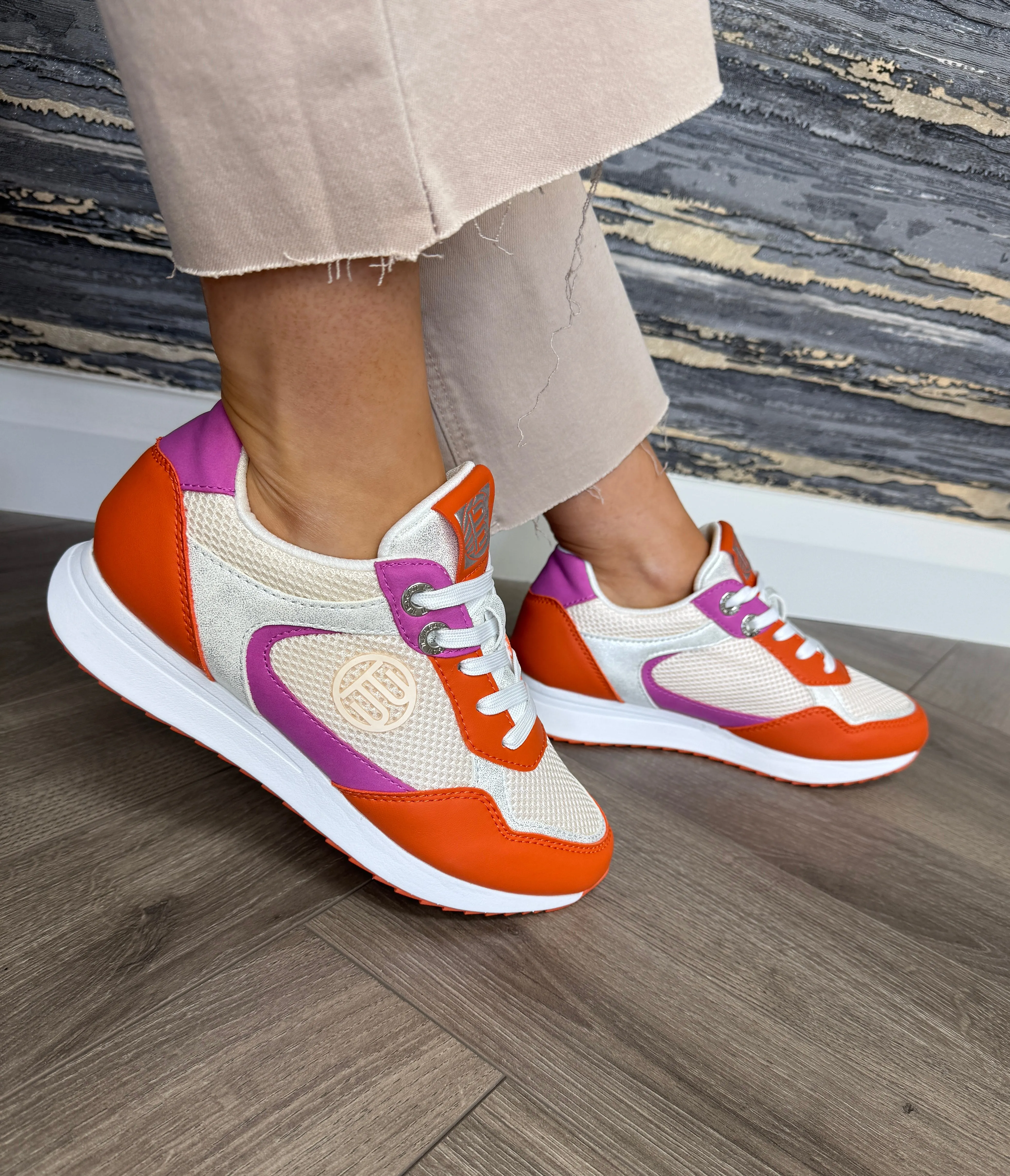 Bagatt D31-ARA02-5050 Mesh Trainer With Orange Trim - Orange/Multicolour (B1)