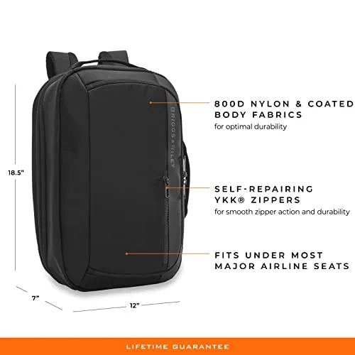 Briggs & Riley ZDX Convertible Backpack Duffel Carry-on, Black, Medium
