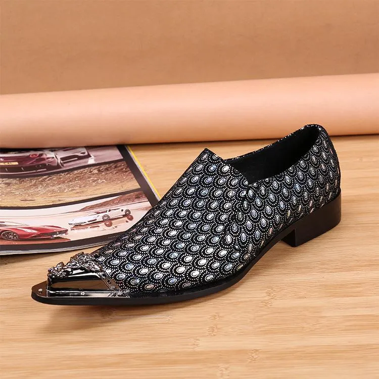 British wind set foot leather business sharp scalp shoes men's iron-headed casual shoes Korean version of the fashion trend line men's shoes