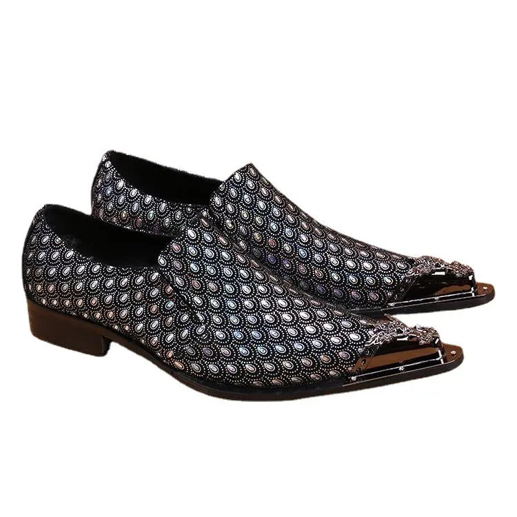 British wind set foot leather business sharp scalp shoes men's iron-headed casual shoes Korean version of the fashion trend line men's shoes