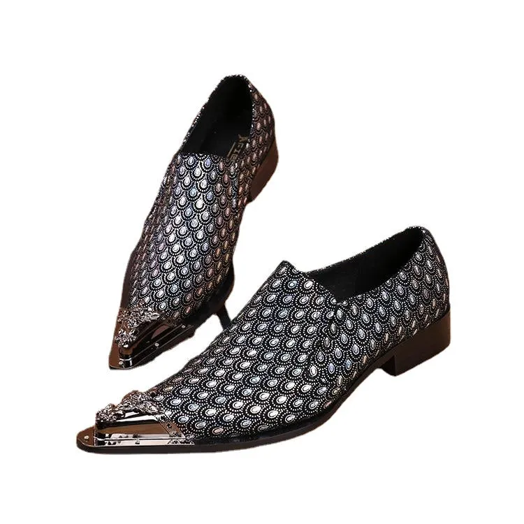 British wind set foot leather business sharp scalp shoes men's iron-headed casual shoes Korean version of the fashion trend line men's shoes