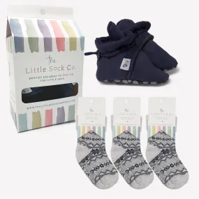 Bundle of Navy Stay-on, Non-Slip Booties & Arctica Non-slip Stay-on Socks