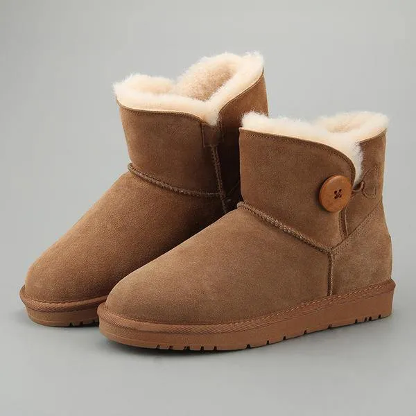 Casual classic warm wear-resistant anti-slip Genuine Leather men's and womens snow boots