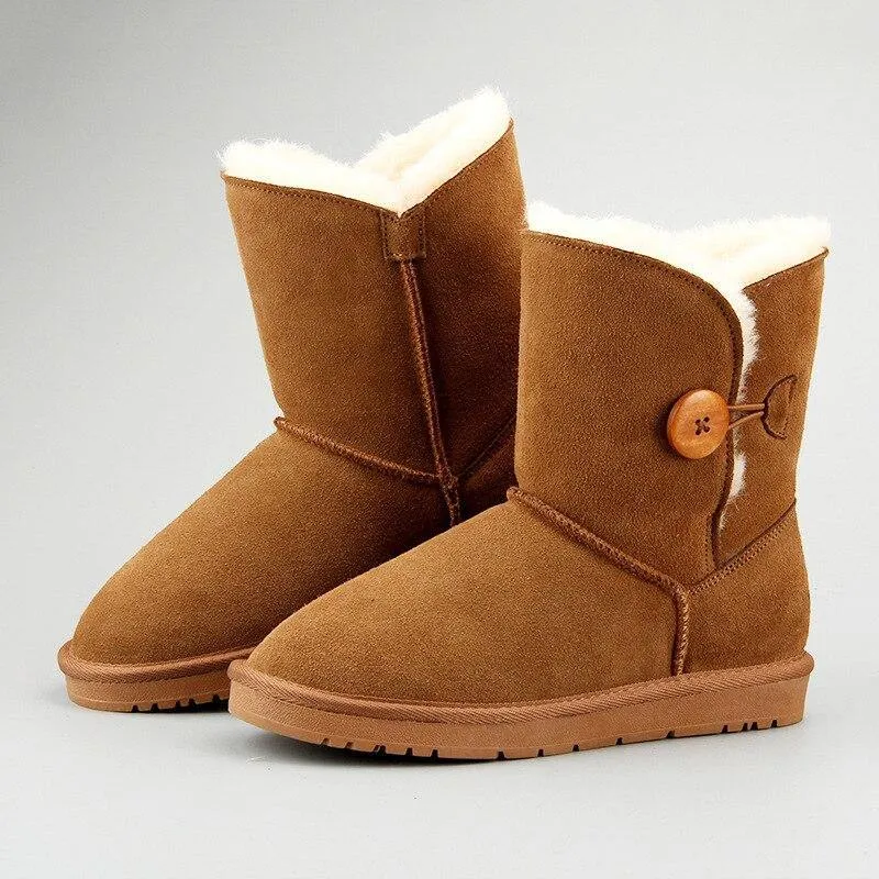 Casual classic warm wear-resistant anti-slip Genuine Leather men's and womens snow boots