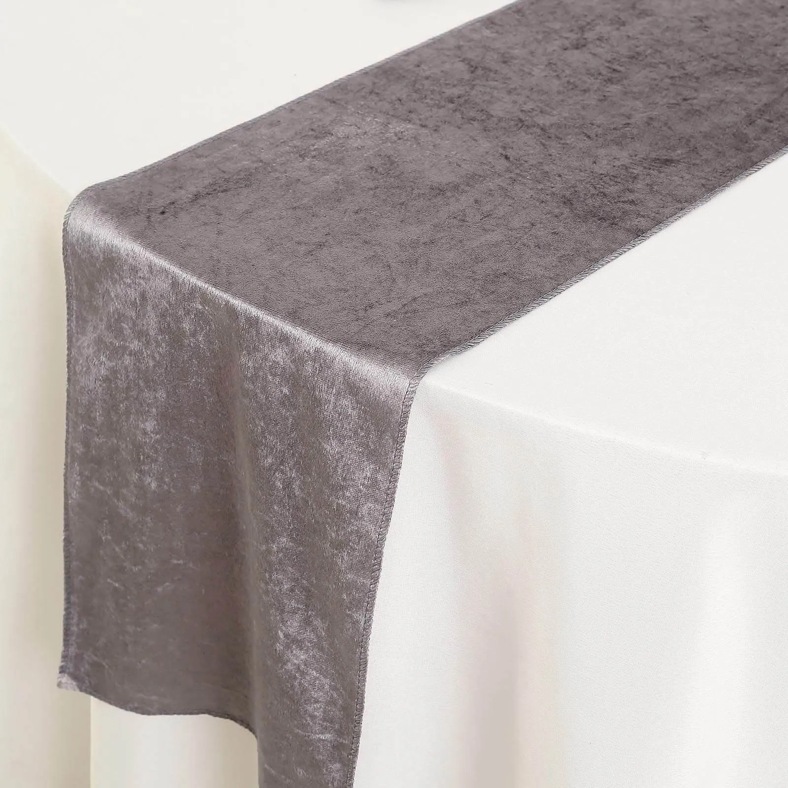 Charcoal Grey Premium Velvet Satin Table Runner