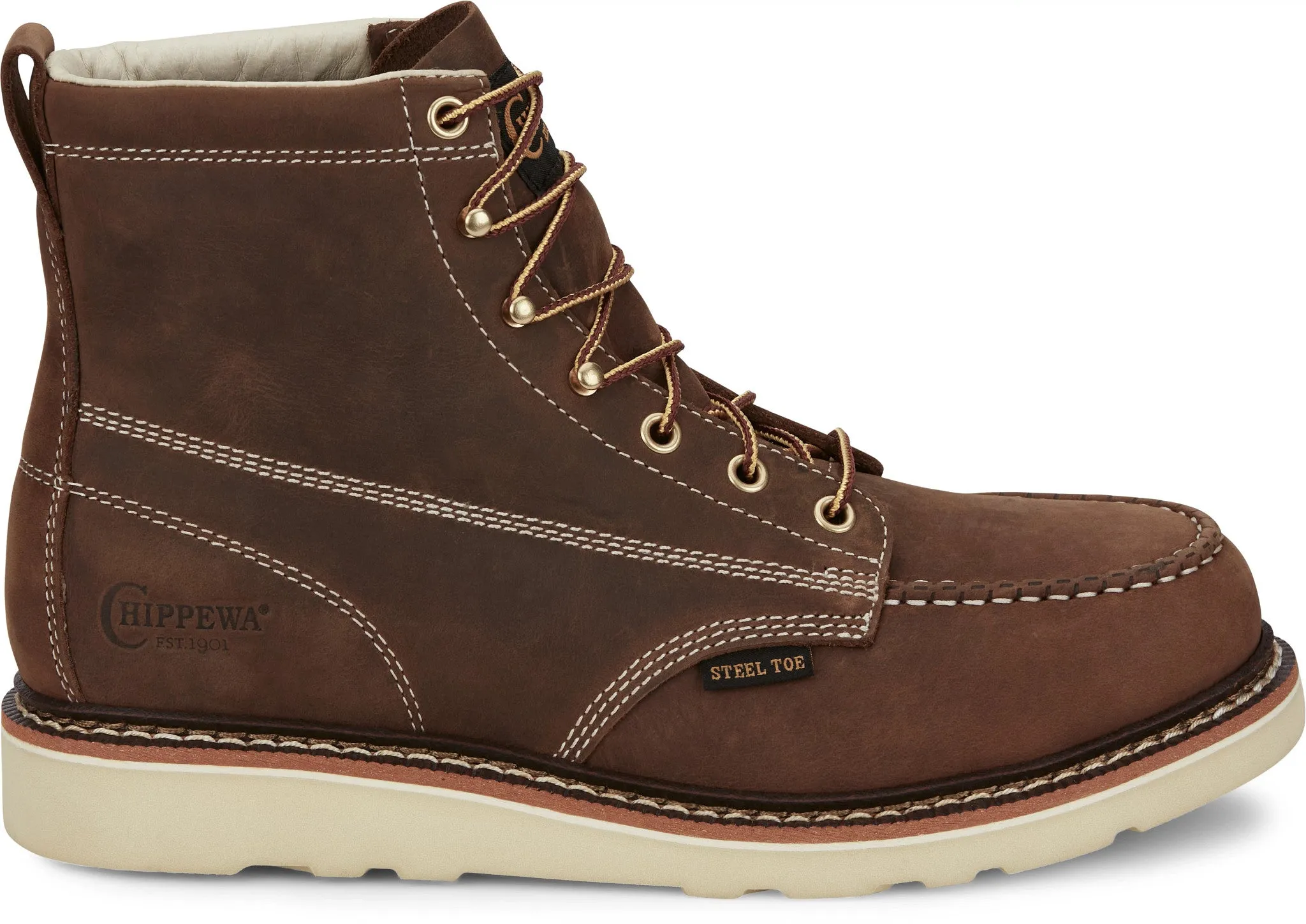 Chippewa Men's Edge Walker 6" Steel Toe Lace Up Wedge Work Boot