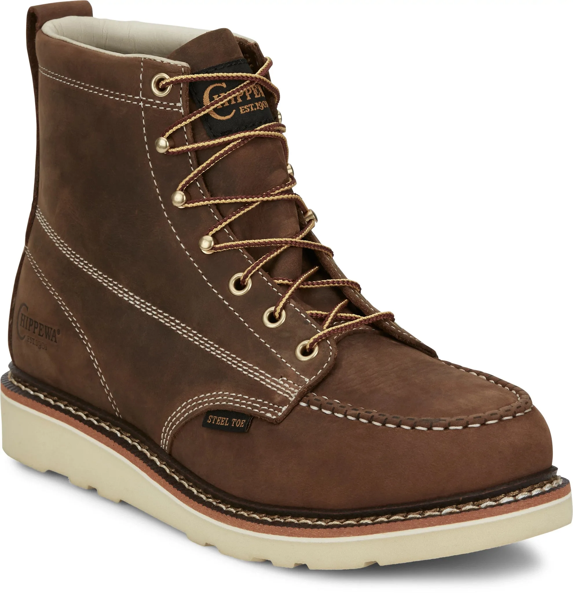 Chippewa Men's Edge Walker 6" Steel Toe Lace Up Wedge Work Boot