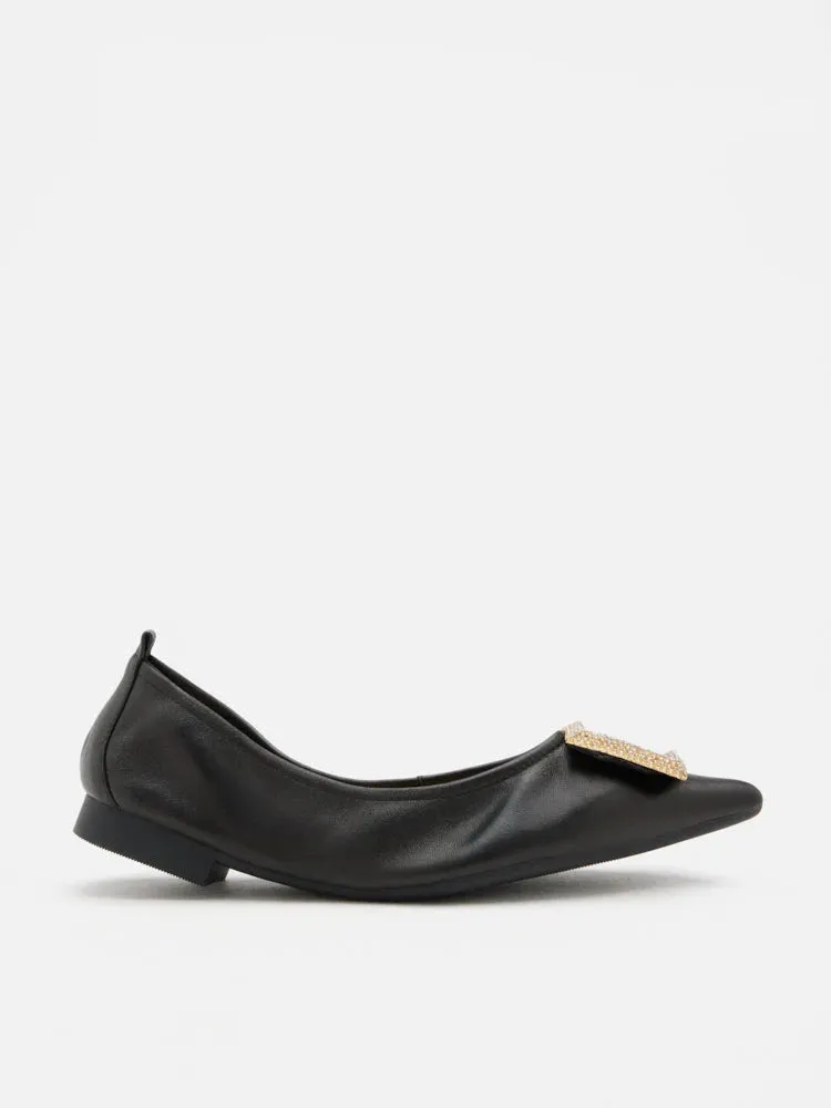Corene Embellished Buckle Foldable Flats