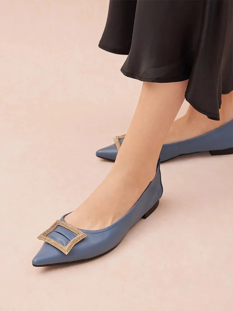 Corene Embellished Buckle Foldable Flats