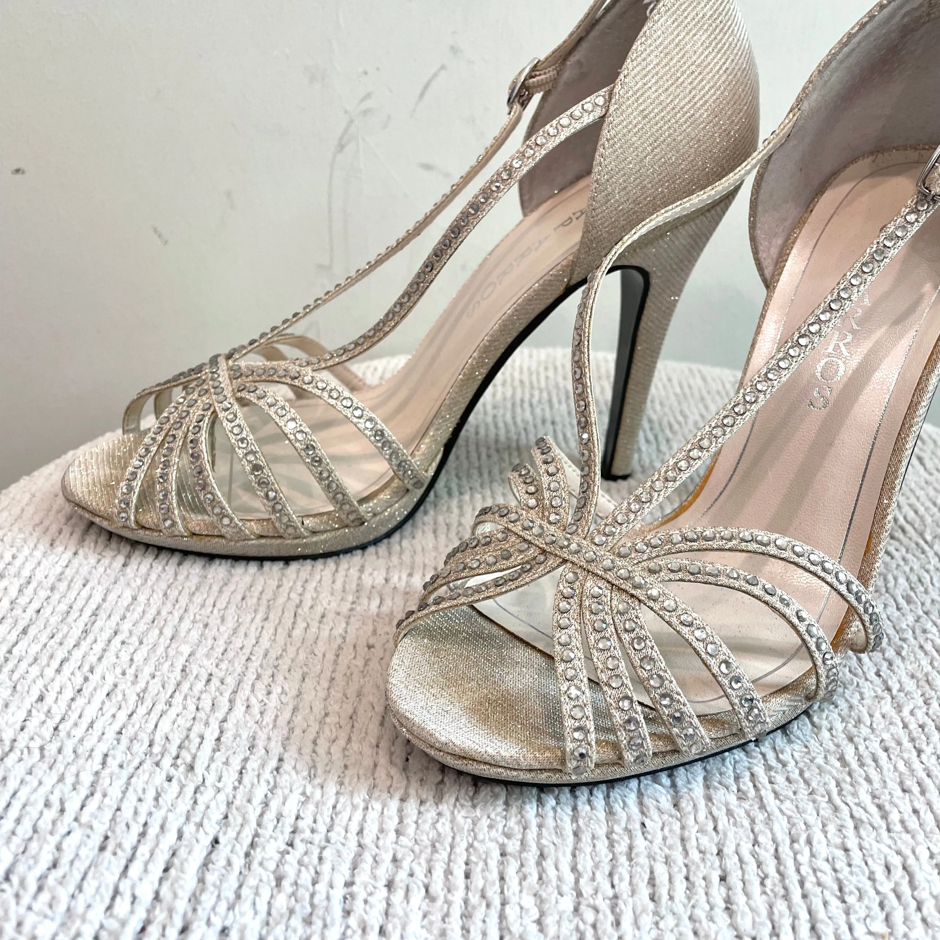 Crystal Open Toe Heels