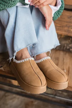 Gabbie Chestnut Embroidered Slippers FINAL SALE