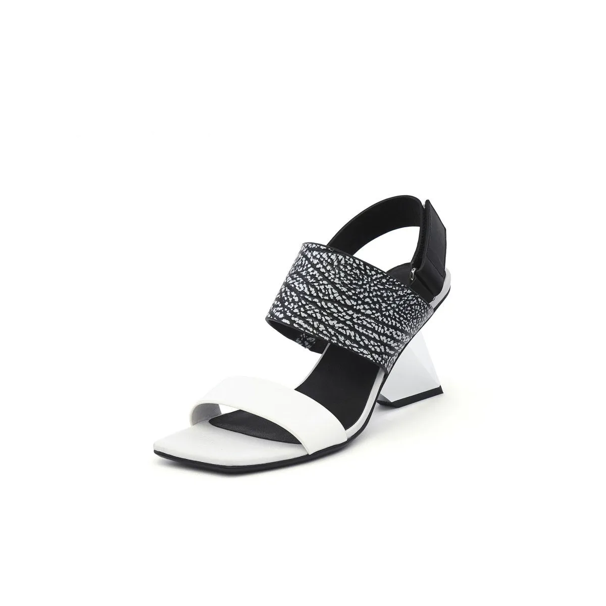 Geometic Heel Fusion Strap Slingback Sandals