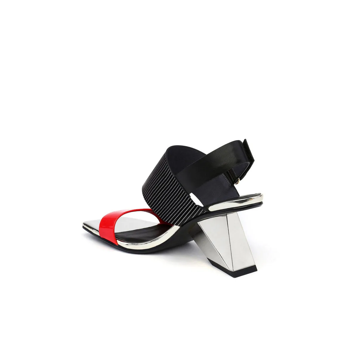 Geometic Heel Fusion Strap Slingback Sandals