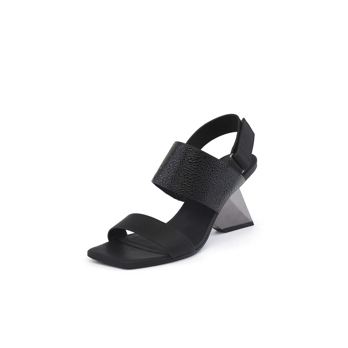Geometic Heel Fusion Strap Slingback Sandals