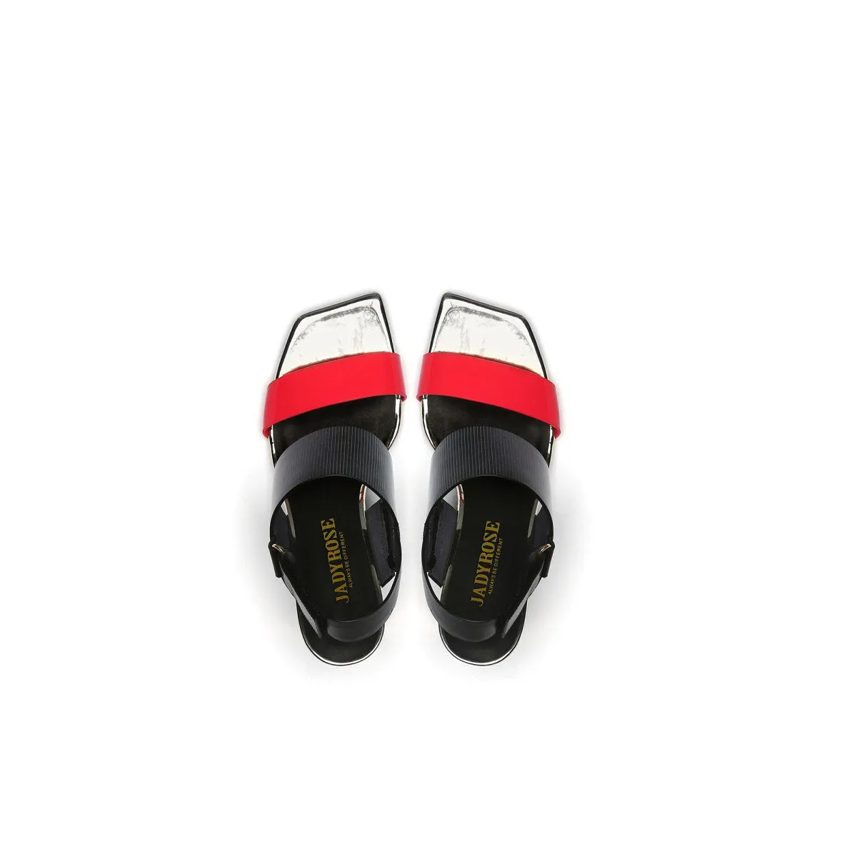Geometic Heel Fusion Strap Slingback Sandals