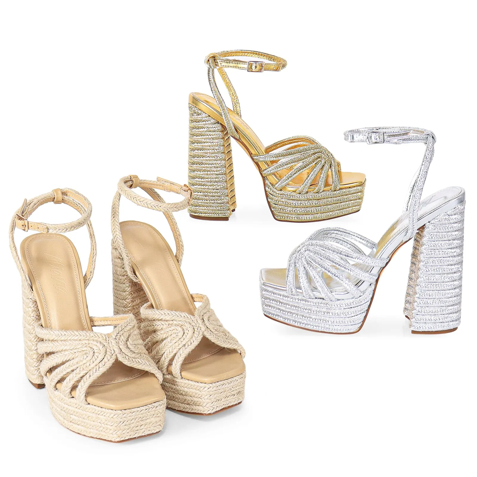 GIA-9 METALLIC ESPADRILL BAND W/ METALLIC ESPADRILLE - NATURAL