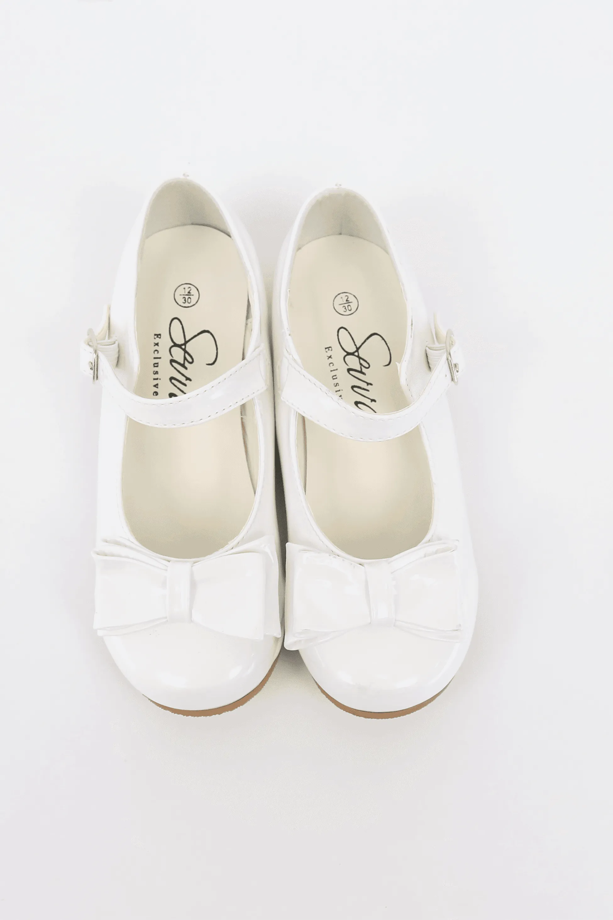 Girls Patent Mary Jane Shoes with Bow – LIYA - White