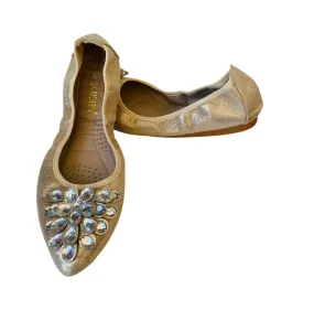 Guansito Gold Metallic Rhinestone Foldable Ballet Flats Size 39