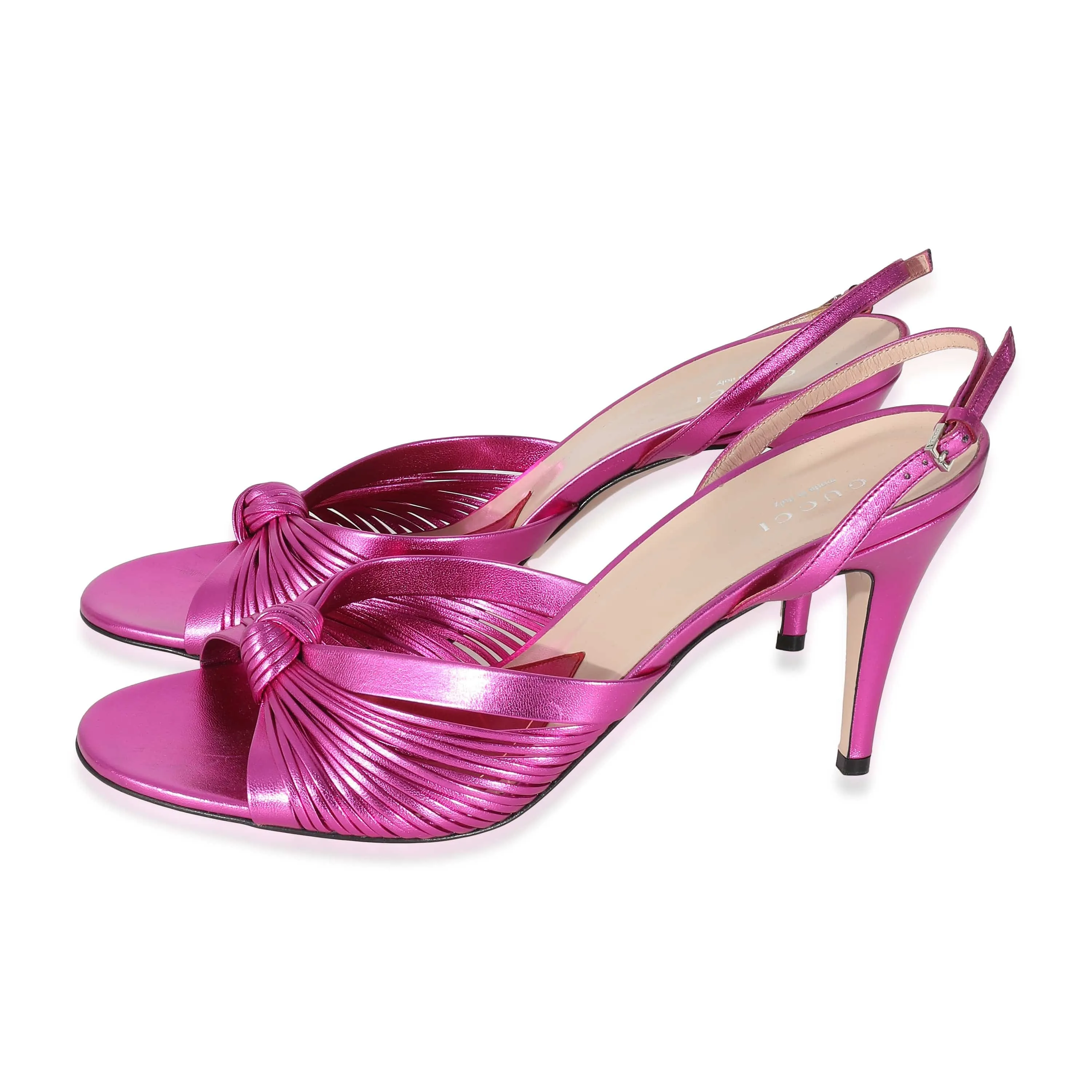 Gucci Metallic Pink Knot Heels Size 41 ULC1003