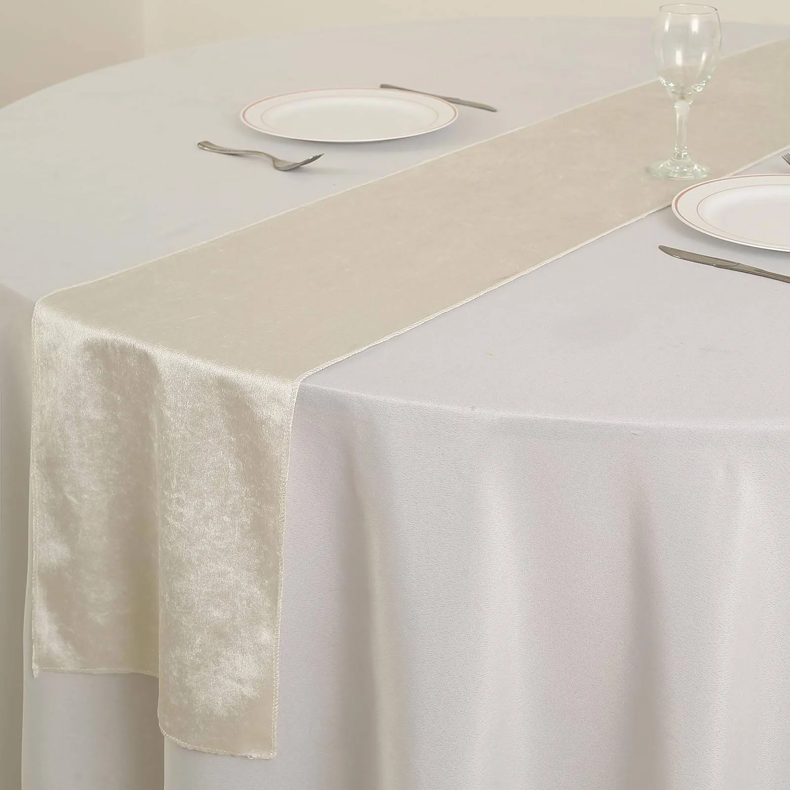 Ivory Premium Velvet Satin Table Runner