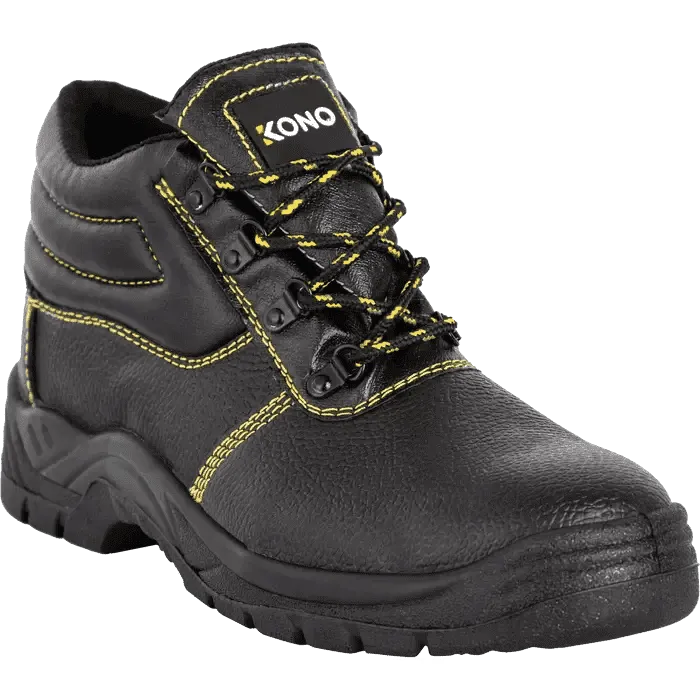 Kono black 200J steel toe cap safety boots
