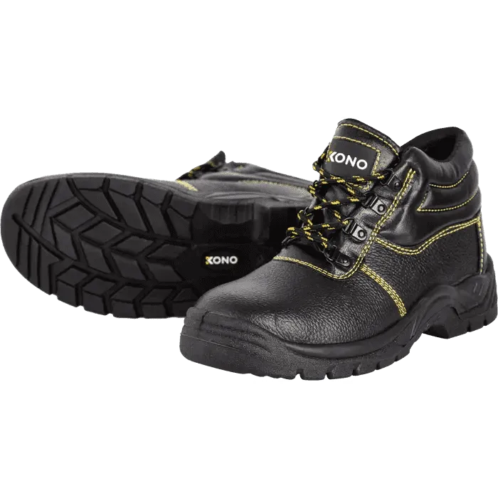Kono black 200J steel toe cap safety boots
