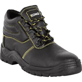 Kono black 200J steel toe cap safety boots