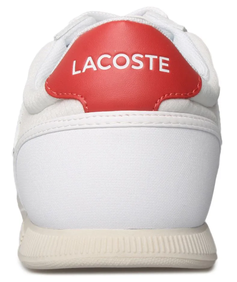 Lacoste Menerva Sport 0722 White Red Mens Leather Trainers