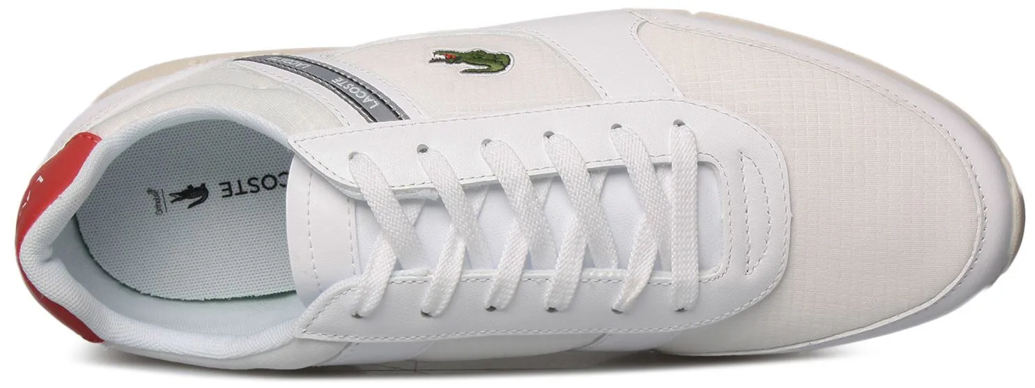 Lacoste Menerva Sport 0722 White Red Mens Leather Trainers