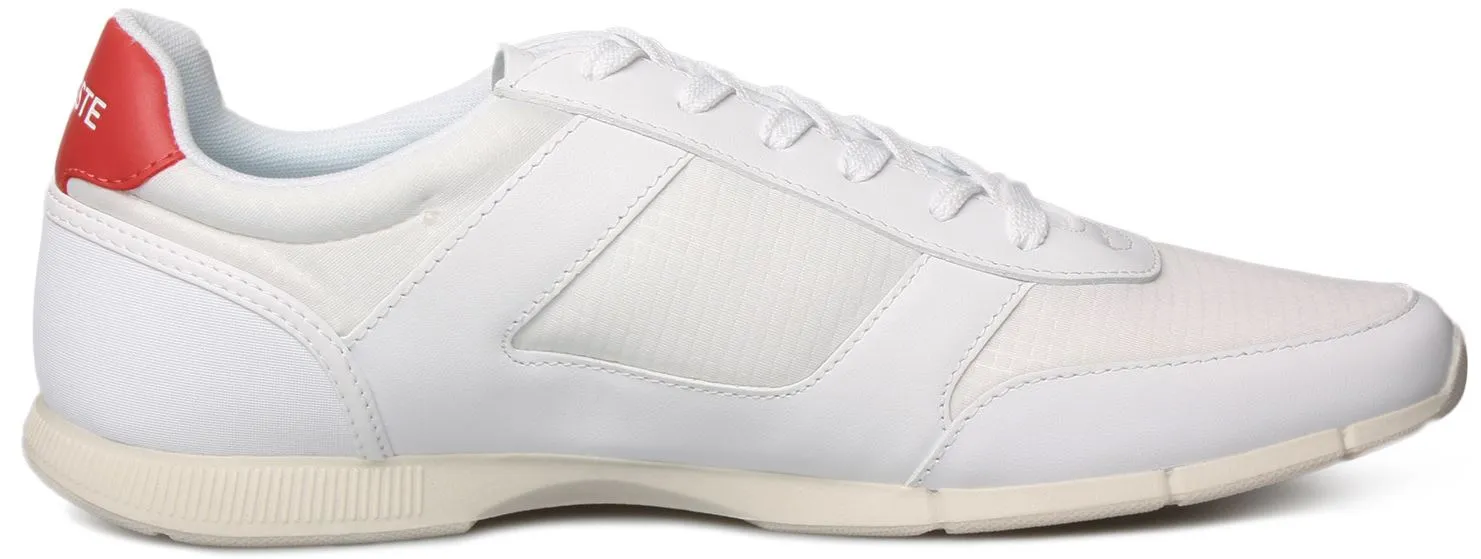 Lacoste Menerva Sport 0722 White Red Mens Leather Trainers