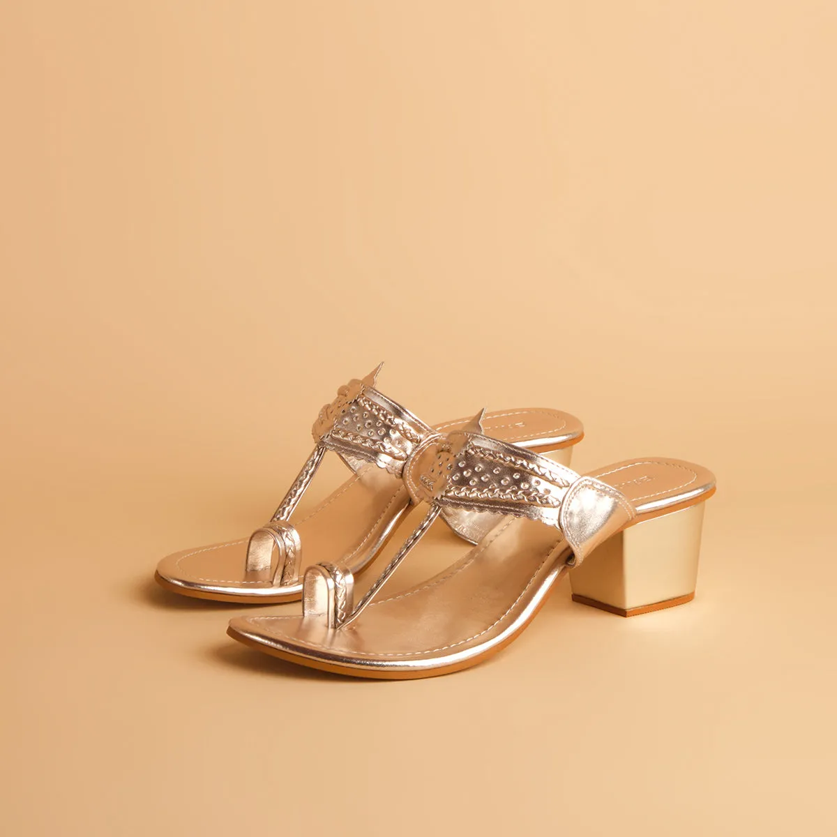 Liza Metallic Kolhapuri Heels