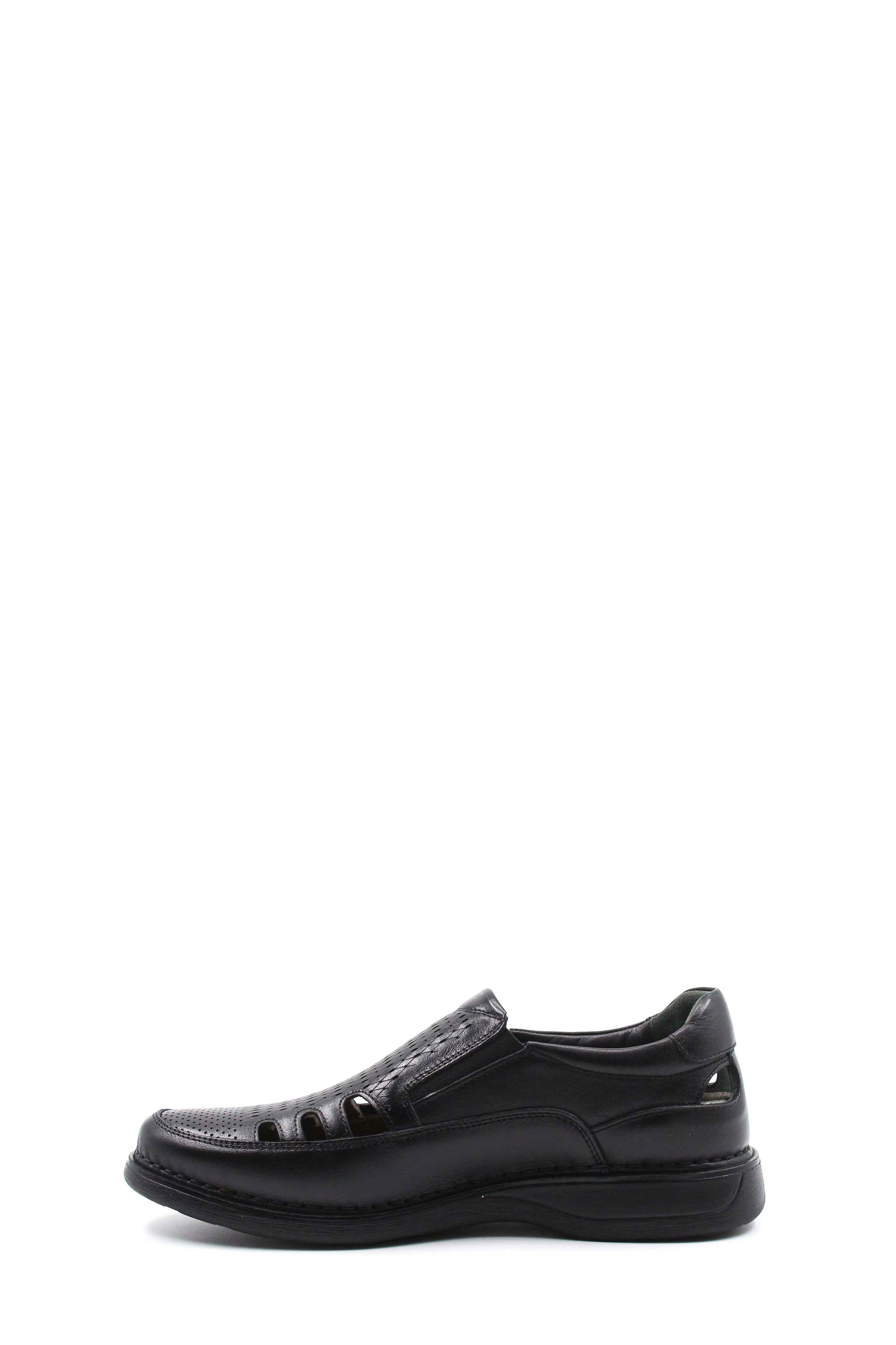 Men's Black Orthopedic Leather Sandals - Wessi