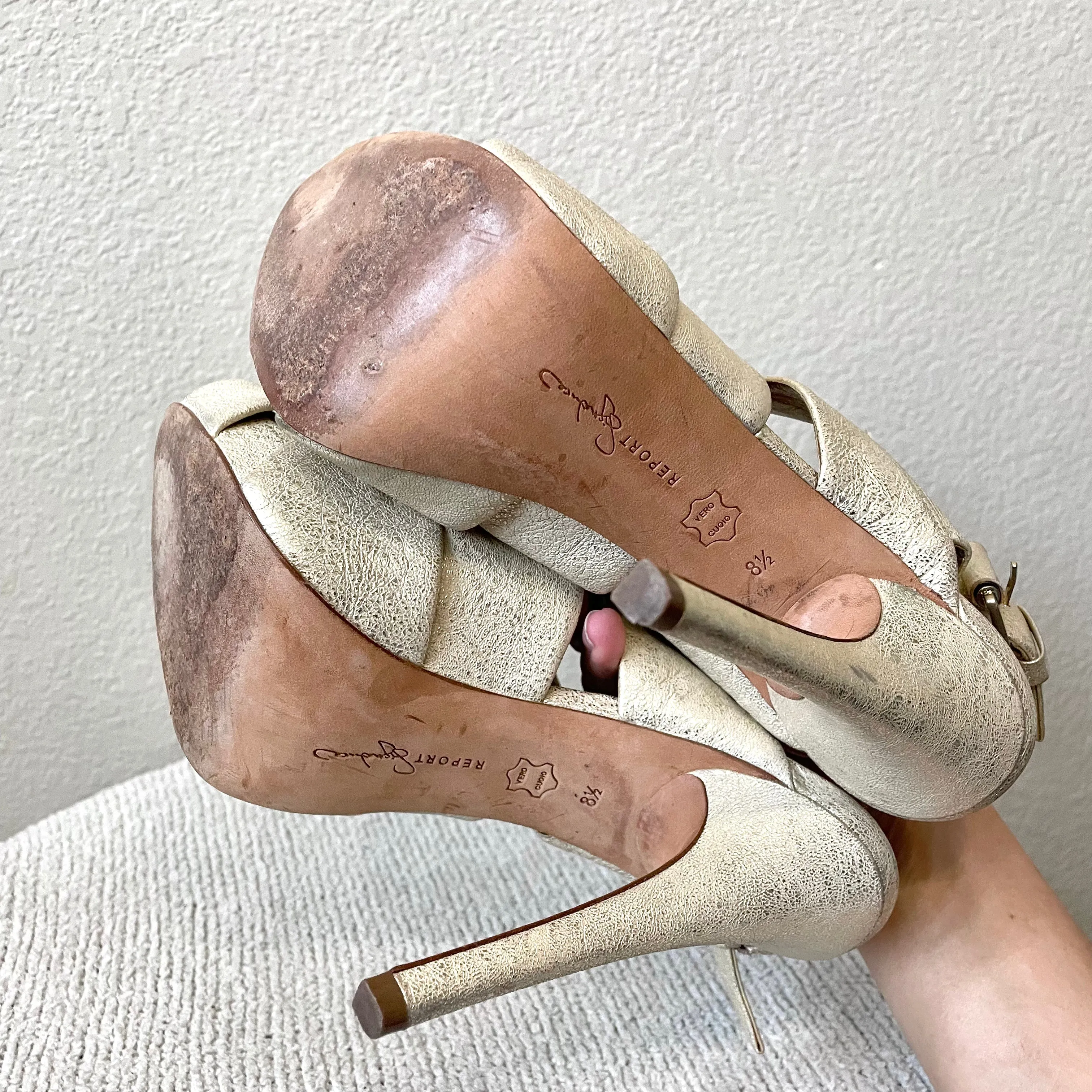 Metallic Open Toe Heels