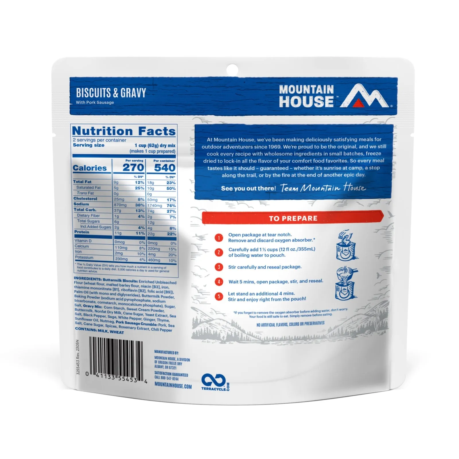 Mountain House Freeze Dried Biscuits & Gravy (6-Pack) | Ready-Made Breakfast