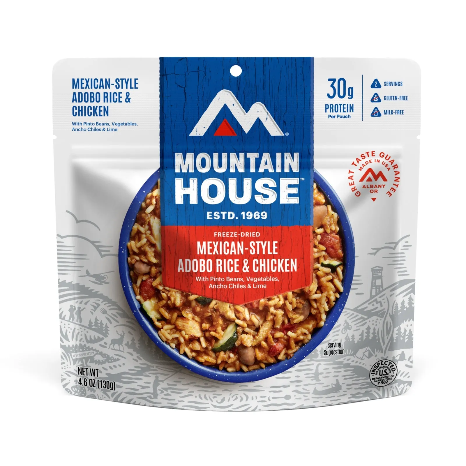 Mountain House Mexican-Style Adobo Rice & Chicken Pouch - Pack of 6 | Easy Camping Food (Gluten-Free!)