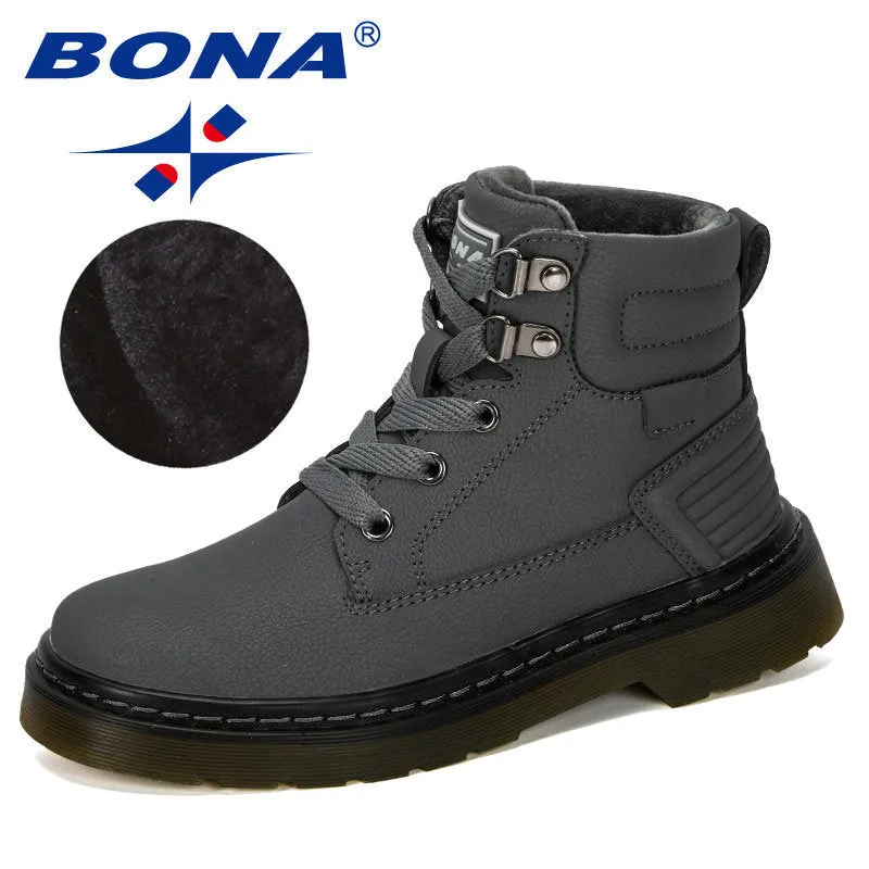 New Designer Leather Motorcycle Boots Winter Kids Snow Boots