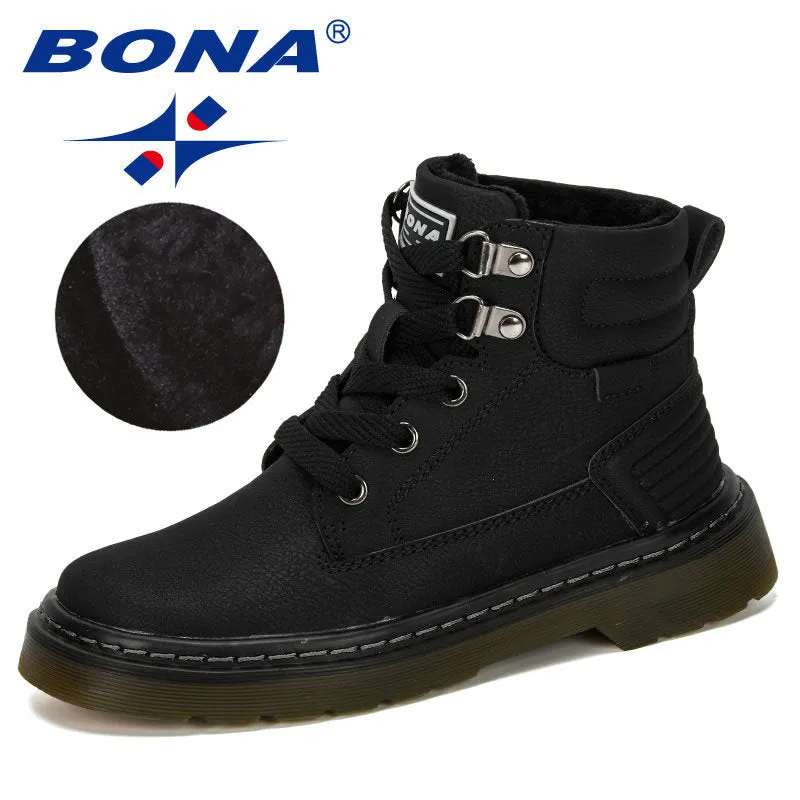 New Designer Leather Motorcycle Boots Winter Kids Snow Boots
