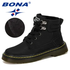 New Designer Leather Motorcycle Boots Winter Kids Snow Boots