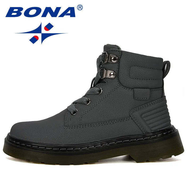 New Designer Leather Motorcycle Boots Winter Kids Snow Boots